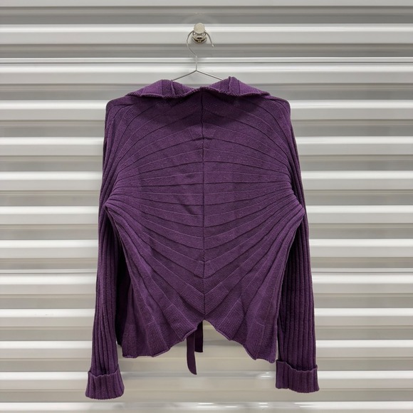 Valentino Roma Purple Wool Knit Drape Front Tie Cardigan Sweater Women's - Picture 3 of 7